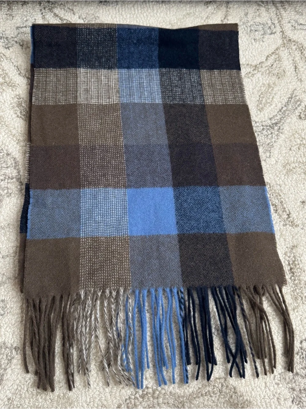 Men’s Barbour Bank 100% Wool Plaid Scarf From Scotland